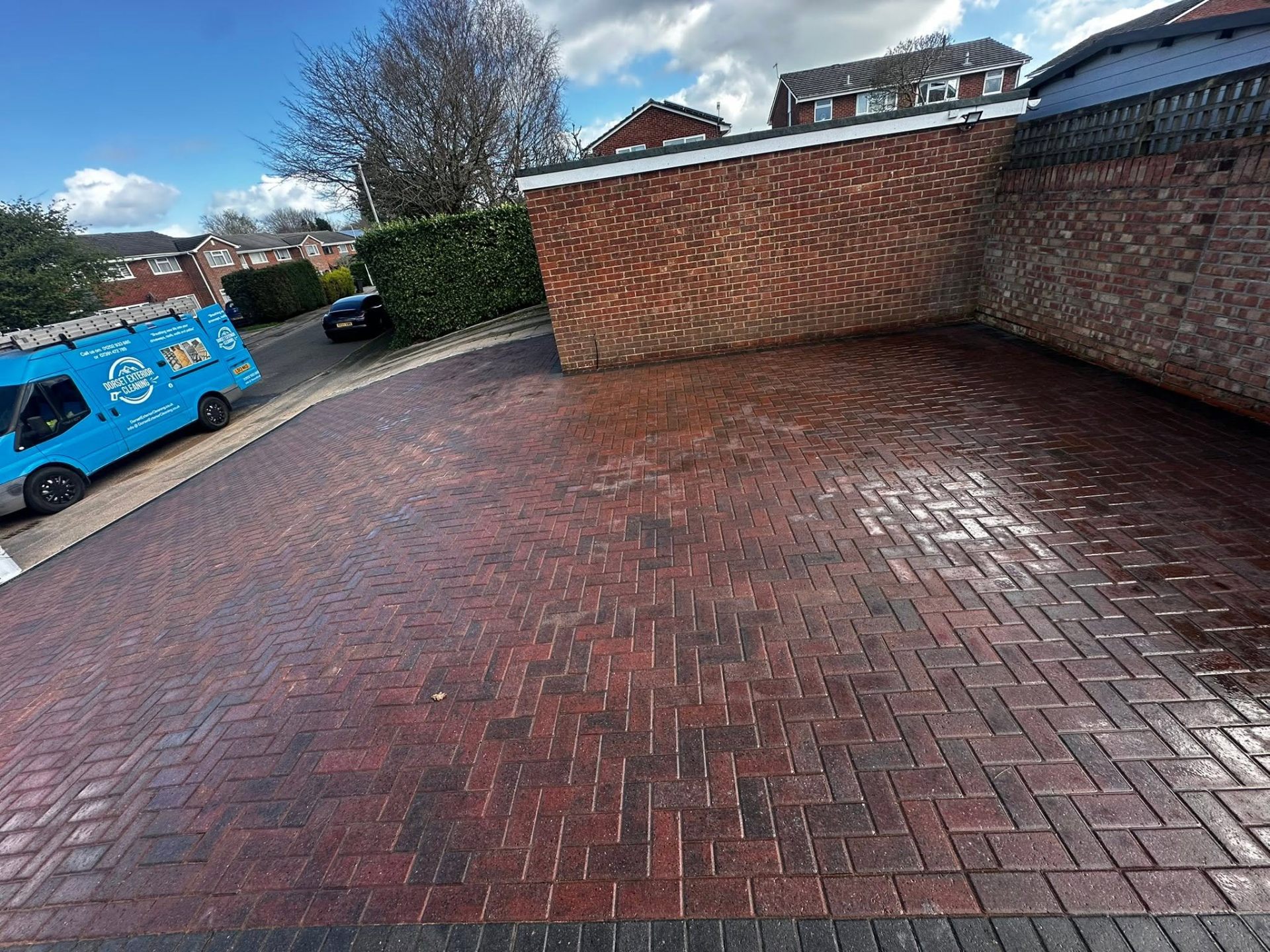 Pressure washed block paving driveway in Bournemouth area