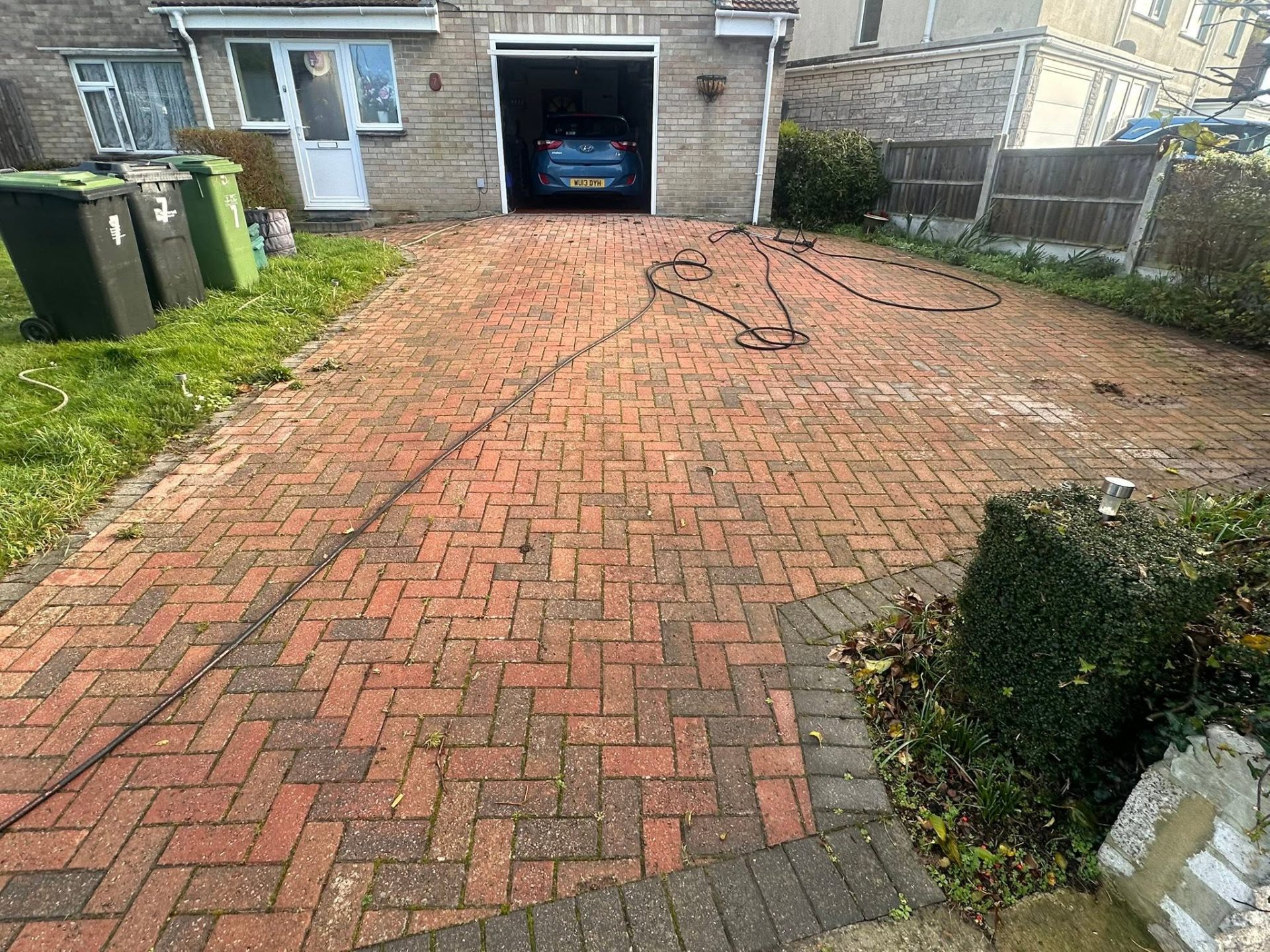 Before, Red block paving deep clean & re-sand, Driveway Cleaning, Dorset – Dorset Exterior Cleaning